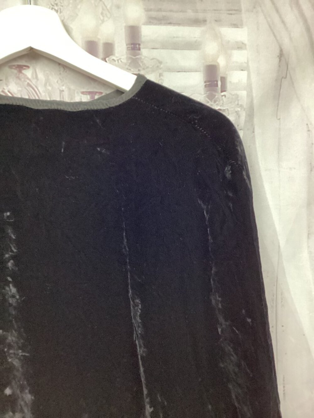 Black Crushed Velvet Cape Short Vintage Costume O/S - Picture 7 of 9